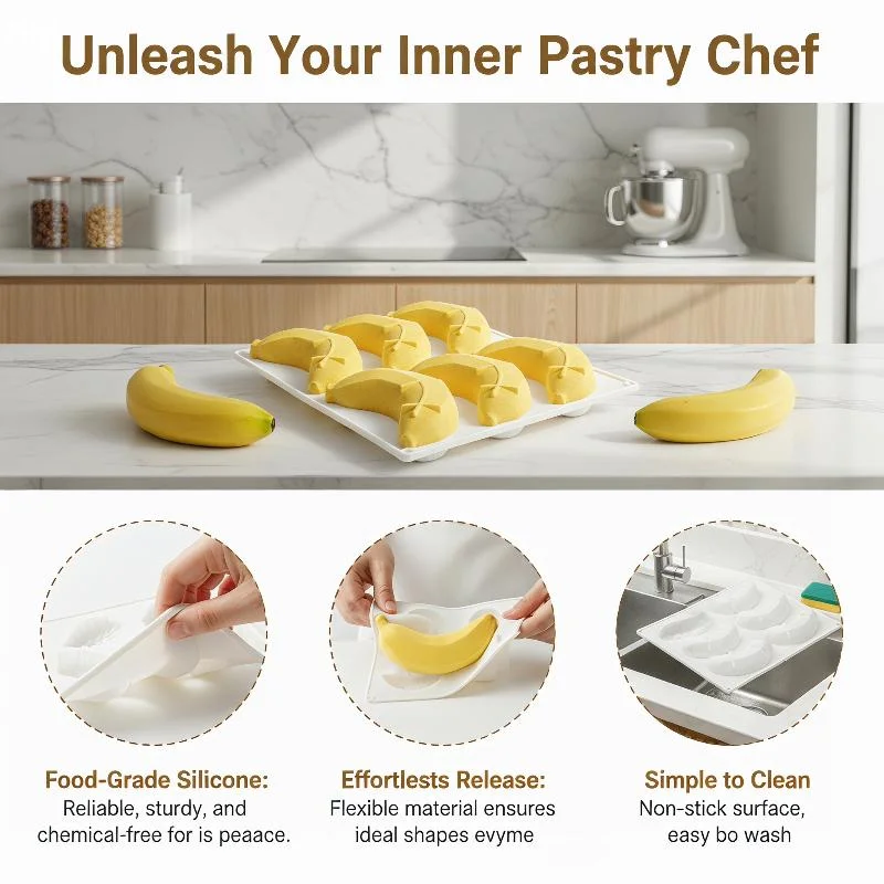 6/12 Cavity DIY Chocolate Pudding Dessert French Pastry Baking Mold Candle Mold Banana Mousse Cake Silicone MoldFurnishing world