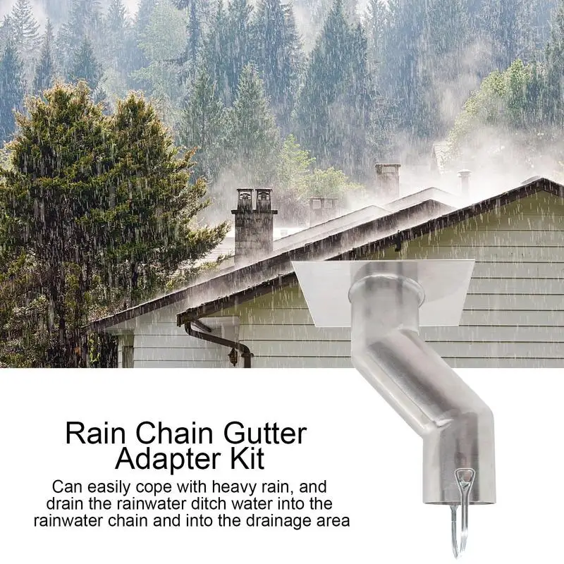 Rain Chain Adapter Kit Stainless Steel Rain Chain Gutter Outlet Installer Offset For Drains Not Directly Under Gutter Rain Chain