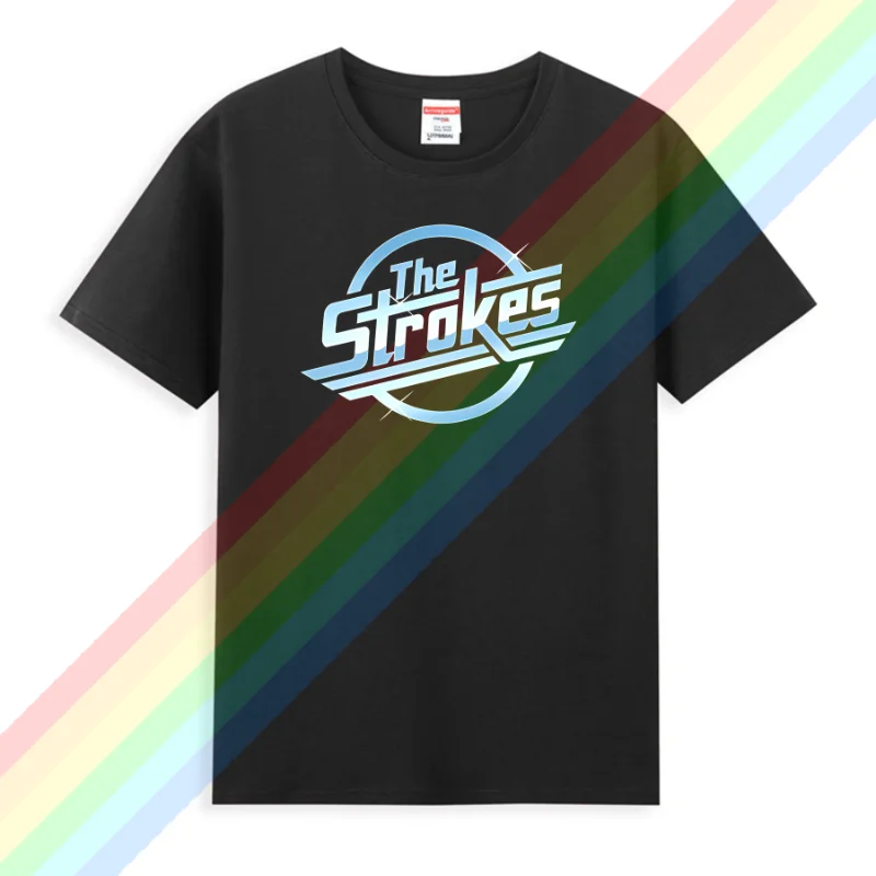 

2024 Men Cotton T Shirt Summer Tops The Strokes T Shirt Men Indie Rock Band T-shirt Bigger Size Homme Black T-shirt Cool Tee