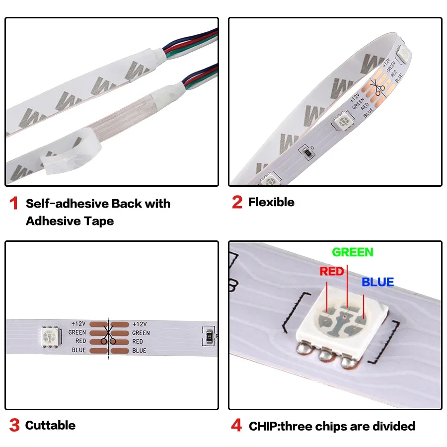 USB DC 5V LED Strip Light RGB 5050 Bluetooth DIY Flexible Tape Diode Controller TV Backlight Party Home Decor