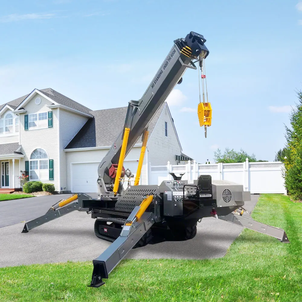 High Quality Mini Mobile Crawler Crane 5 Ton 8 Ton Telescopic Spider Portable Crane with Man Basket Diesel Engine Electric Motor