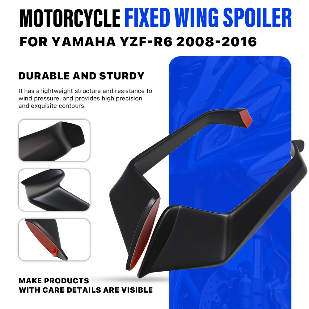 Para yamaha YZF-R6 yzfr6 2008 -2016 abs motocicleta winglet asa fixa spoiler painel lateral pára-brisa asa aerodinâmica carenagem