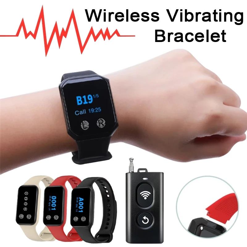 Wireless Vibrating Bracelet Waterproof One-Button Emergency Call Device for Restaurant Hotel Nursing Home Cafe Barber Shop