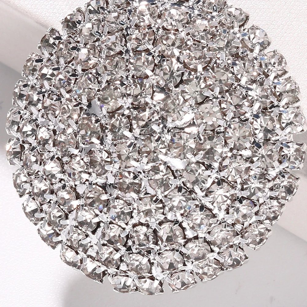 بلينغ كامل حجر الراين أقراط مستديرة اكسسوارات الزفاف موضة كريستال بيان مجوهرات أقراط الحفلات للنساء #6