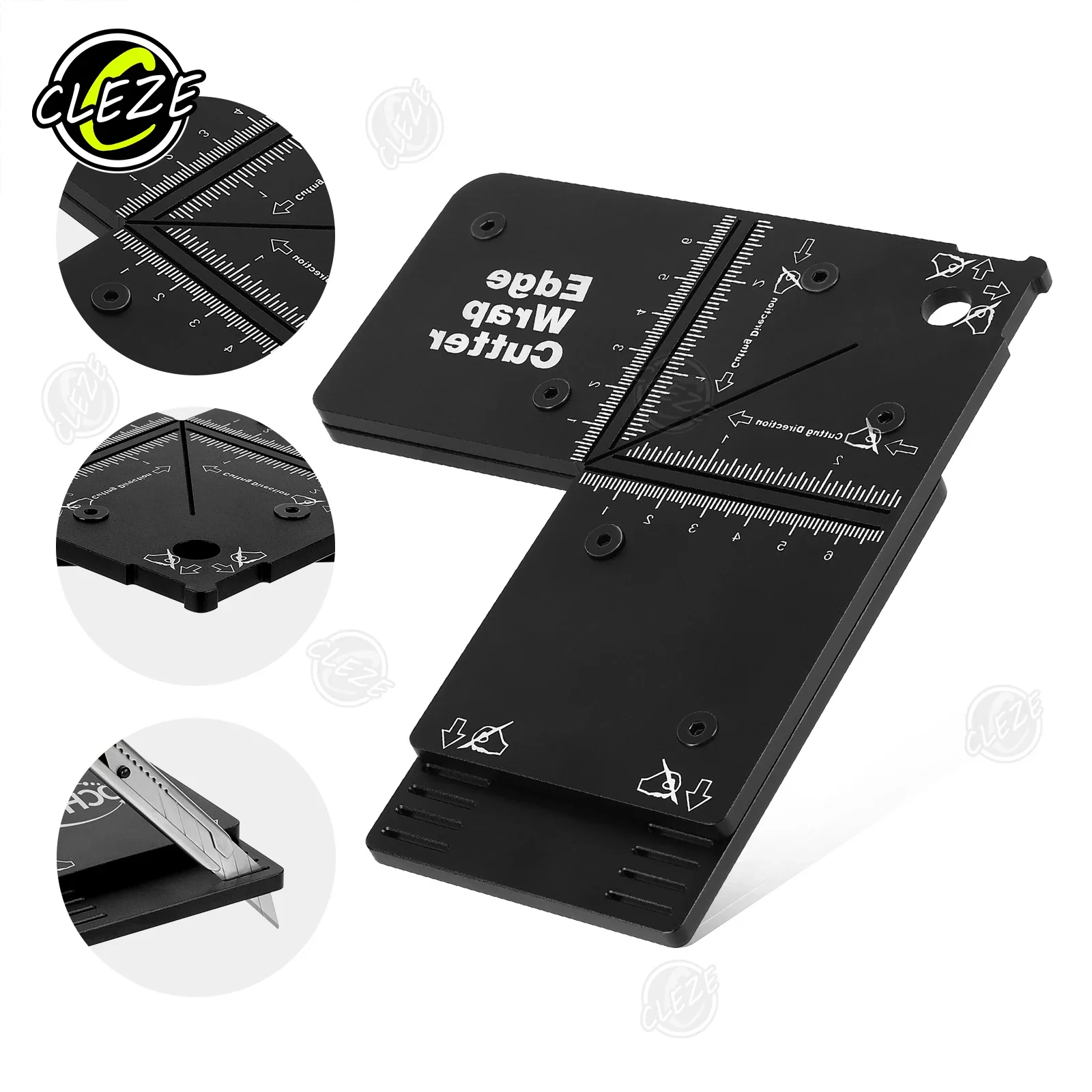CLEZE Edge Wrap Cutter Plastic Cutting Template for PPF Window Tint Car Vinyl Decal Furniture Wrapping Corner Cutting Tool
