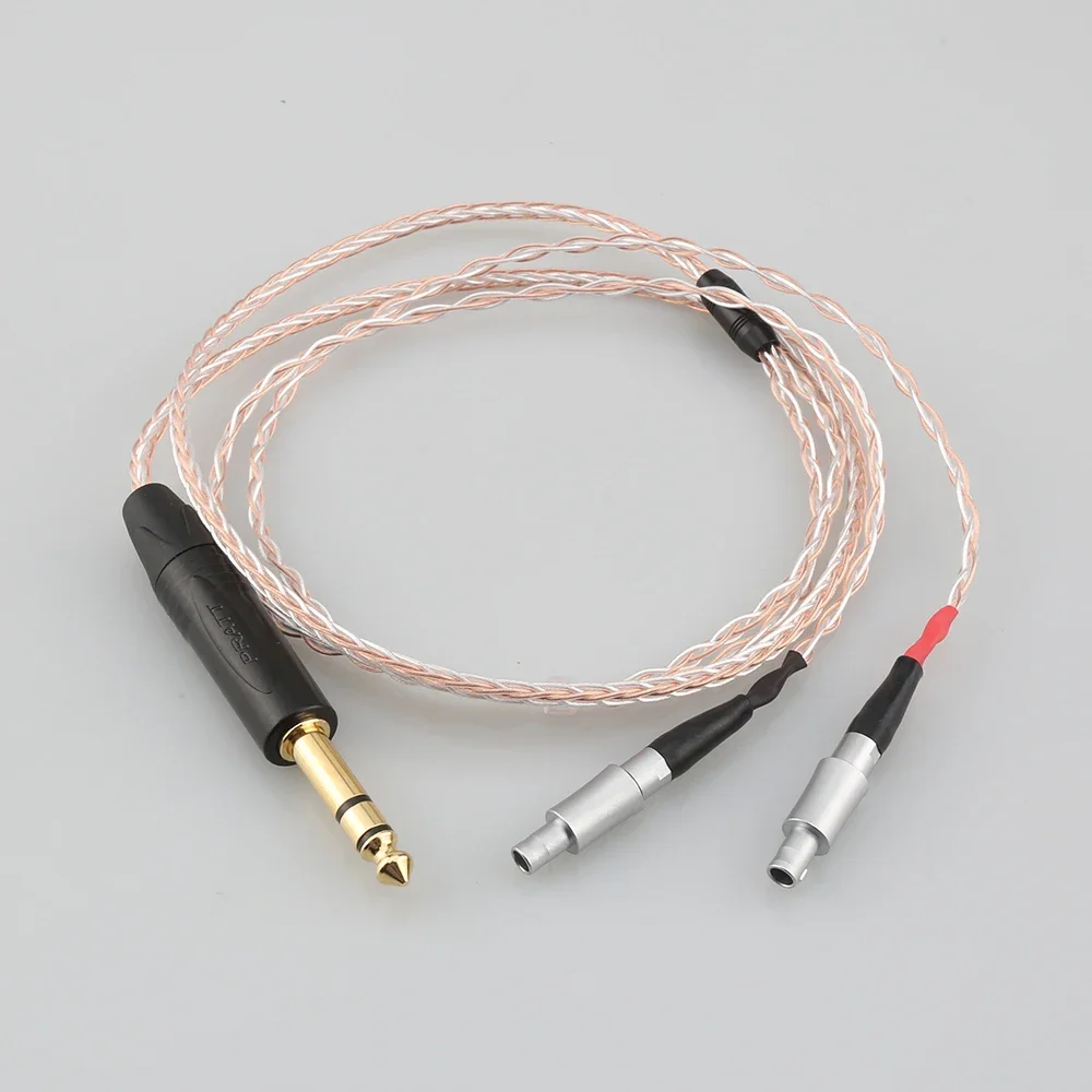Sennheiser HD800 HD800s HD820s HD820 Dharma D1000 용 6.35mm 플러그 8 코어 실버 도금 OCC 이어폰 케이블