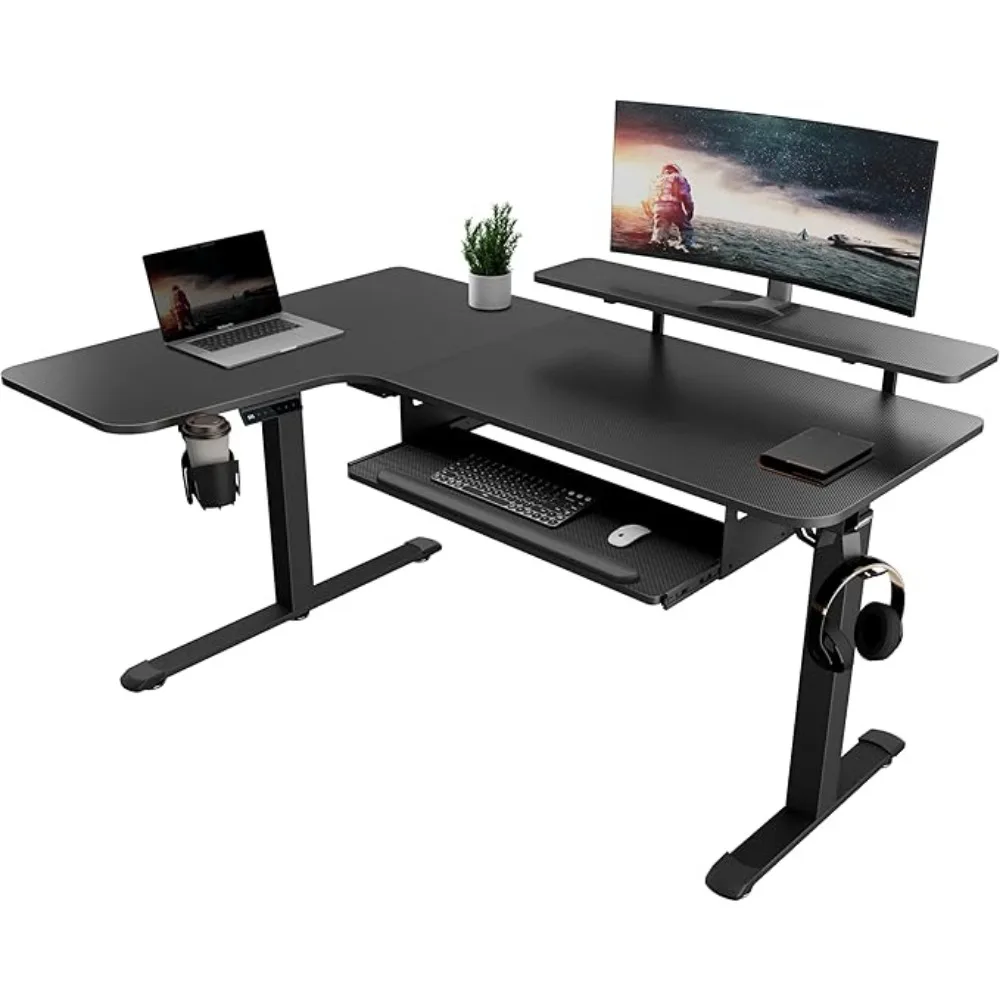 

Adjustable Height Stand Up Desk - Dual Motor with Memory Presets, Stable T-Style Legs- Home Office Essentials, Computer Desk