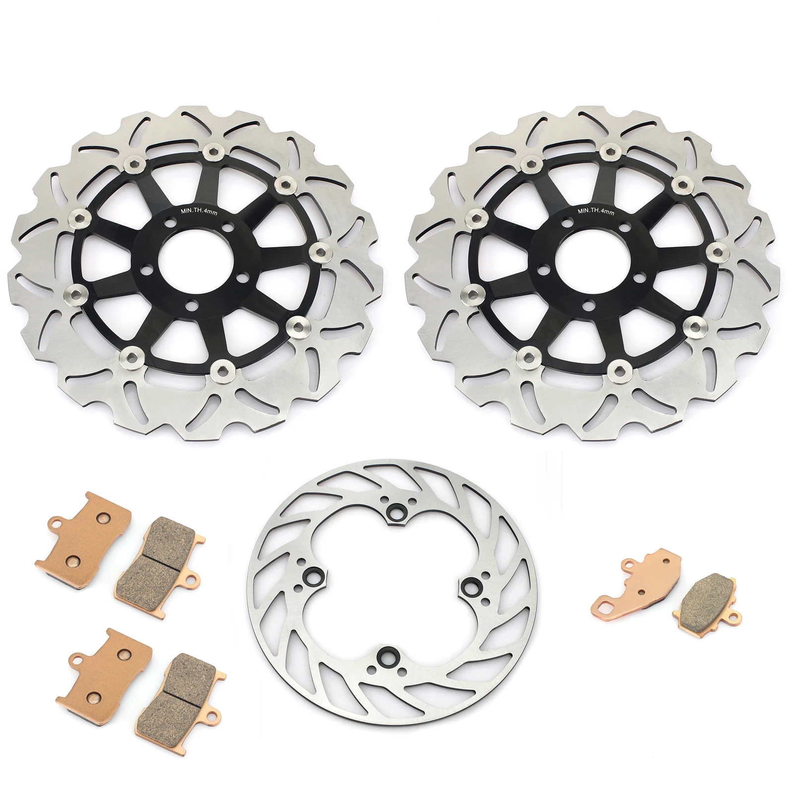 

For Kawasaki Z 1000 2003 2004 2005 2006 2007 2008 Z1000 ABS 07 Front Rear Brake Disks Discs Rotors Pads ZR 1000 Stainless steel