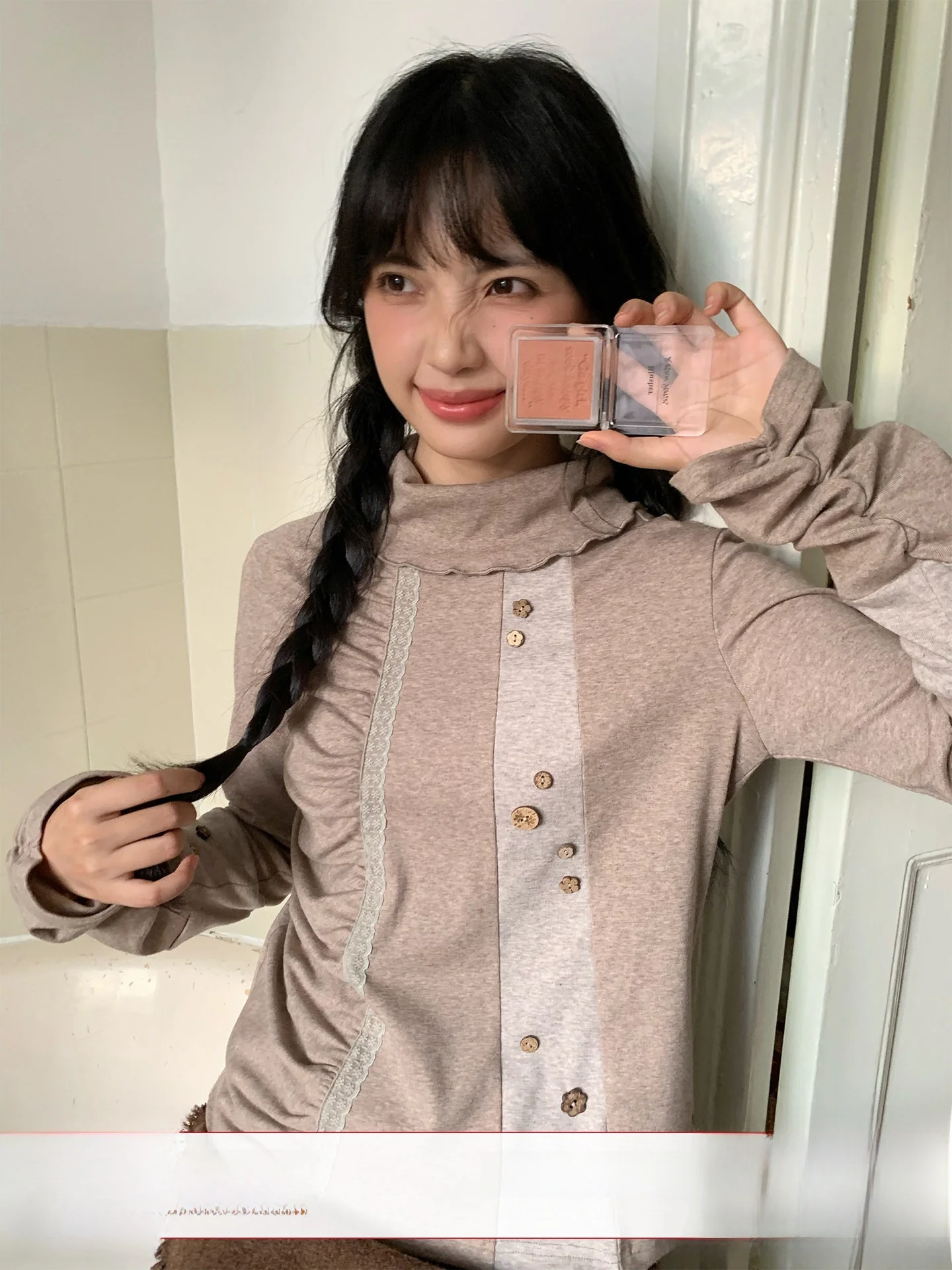 

Женская трикотажная основа Holid Map irt Svel с многослойным воротником в стиле пэчворк, винтажный свободный крой, длинный топ све