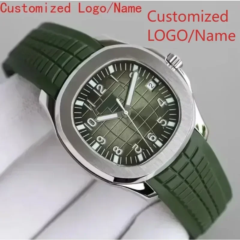 

A88 Store Mens Automatic Mechanical Watches Stainless Steel Sport Watches relogio Black Blue Rubber Strap Customized
