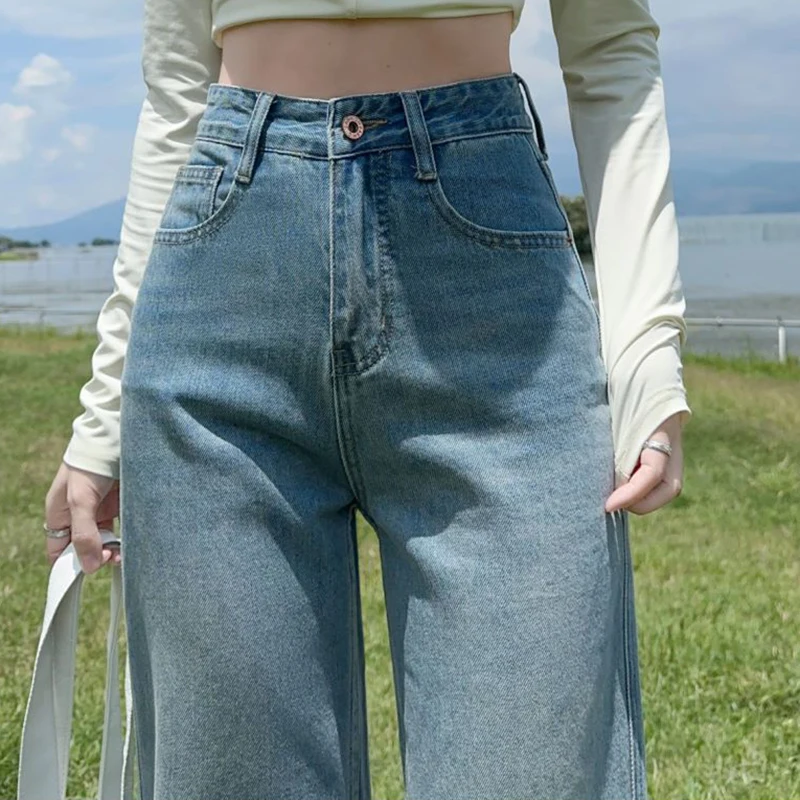 Jeans per le donne pantaloni larghi dritti dritti ad alta elasticità di moda quattro stagioni nuovissimi pantaloni in Denim di arrivo