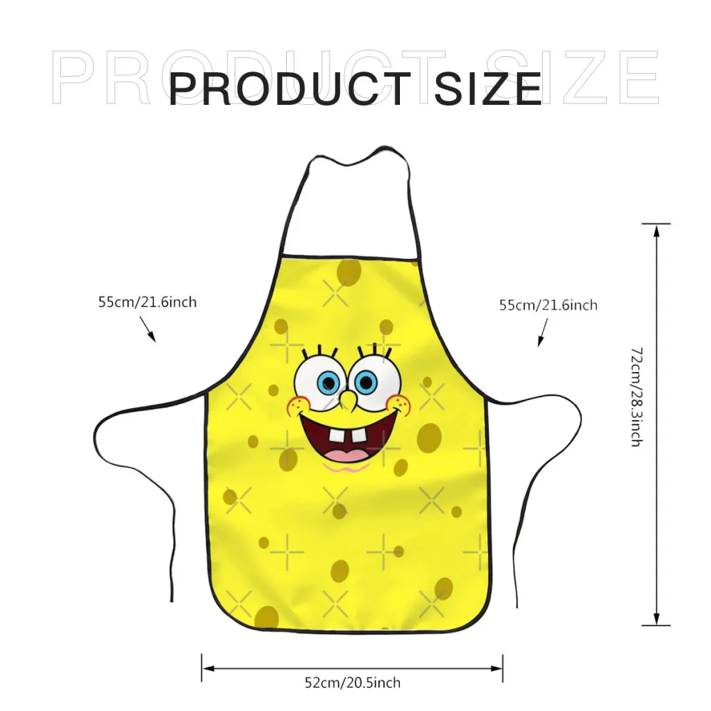 Sponge-bob Apron Kitchen Women Apron Household Cleaning  Composite Pinafore Salon Home Cooking Baking Adult