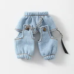 Denim Long Pants Doll Chain Leggings For 1/11 OB11 Dolls for 1/12 Mini BJD Doll Casual Wears Pants Clothes Doll Accessories