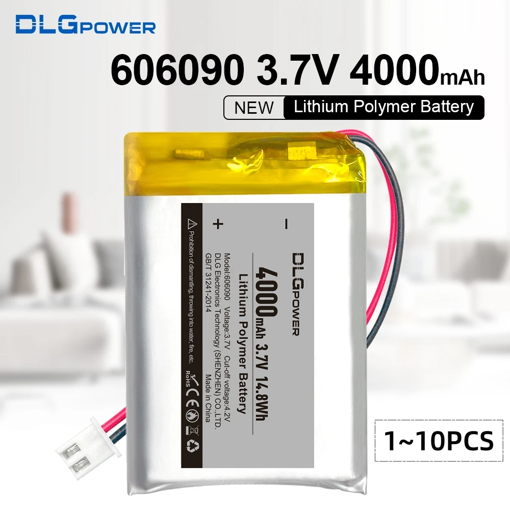 DLGpower 606090 3.7V 4000mAh Lithium Polymer Battery Pack High Capacity Speaker Charger Built-in Rechargeable Li-Ion Battery