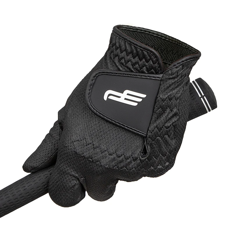 PLAYEAGLE Black Golf Glove Men's Left Right Hand Micro Soft Fiber Breathable Golf Gloves for Men