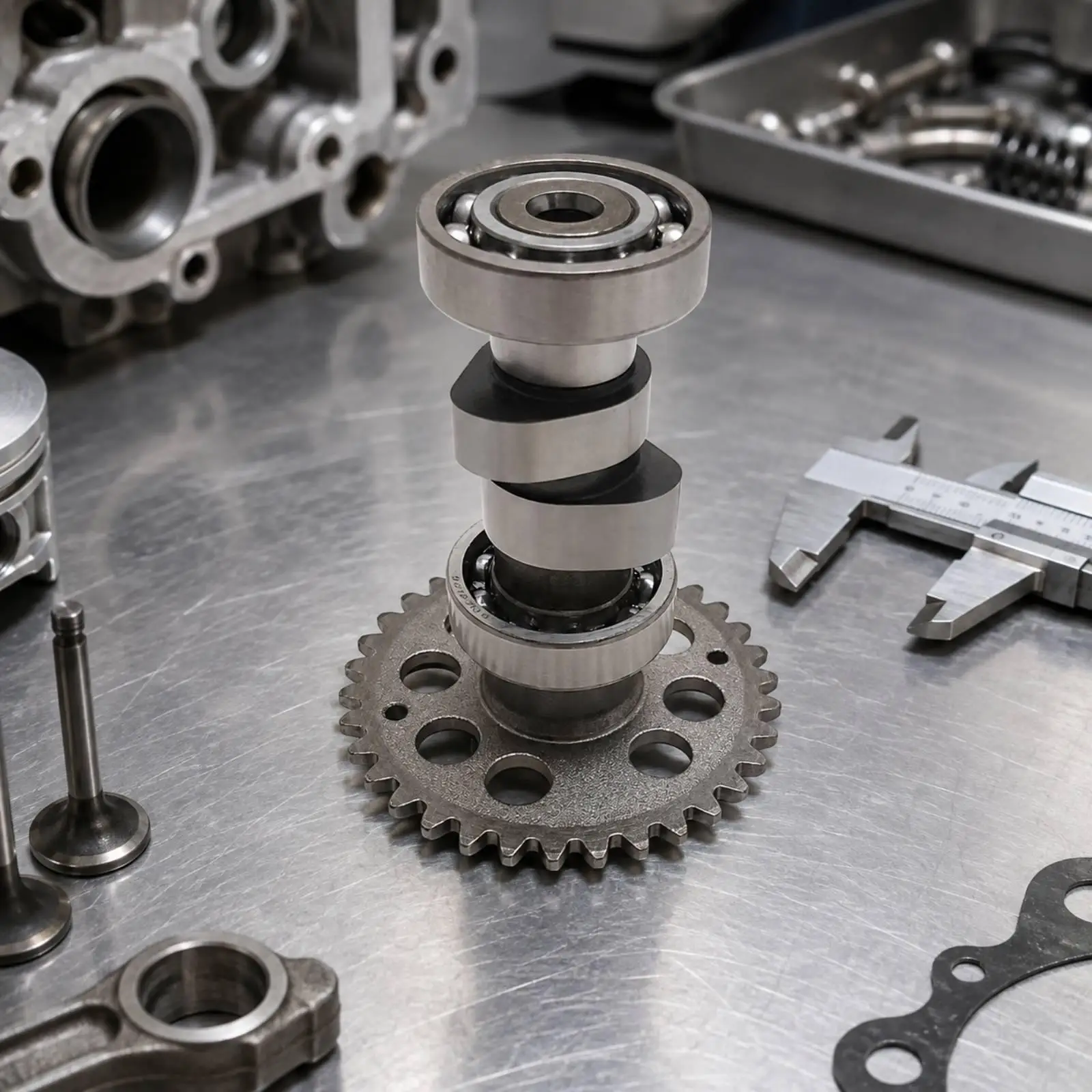 Direct Fit GY6 Engine Camshaft for 125 150cc Scooters with Bearing Support and Timing Gear for Smooth Operation