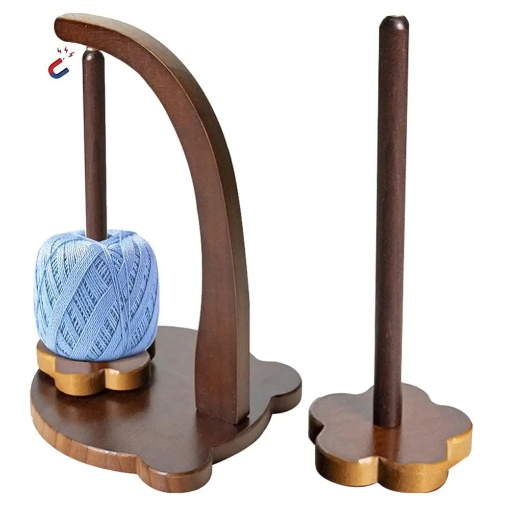 360° Rotatable Yarn Holder Magnetic Suction Lightweight Yarn Spinner Wooden Spinning Knitting Tools Wool Ball Winder Crochet