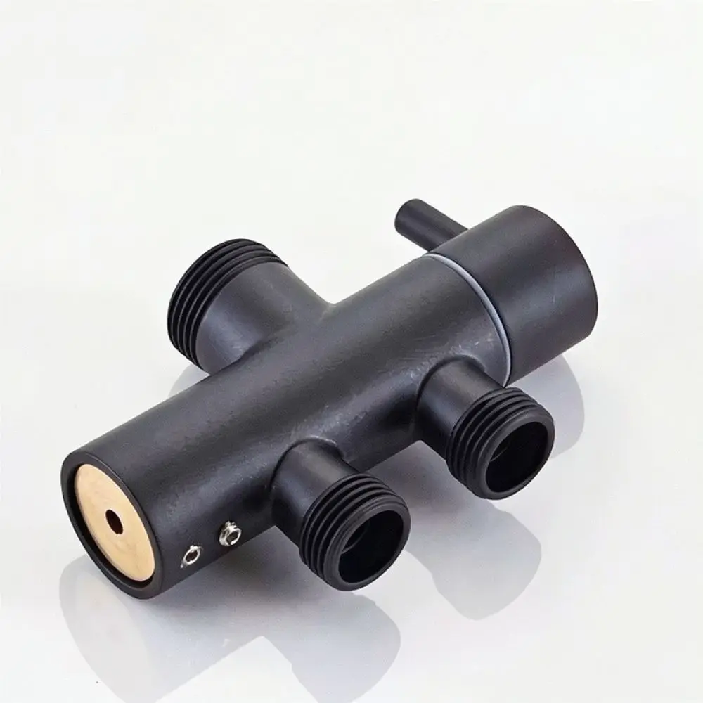 Shower Diverter Valve 3 Way Switch Adapter Modern Black Stainless Steel For Bathroom Faucet Sprayer Pipe Connector
