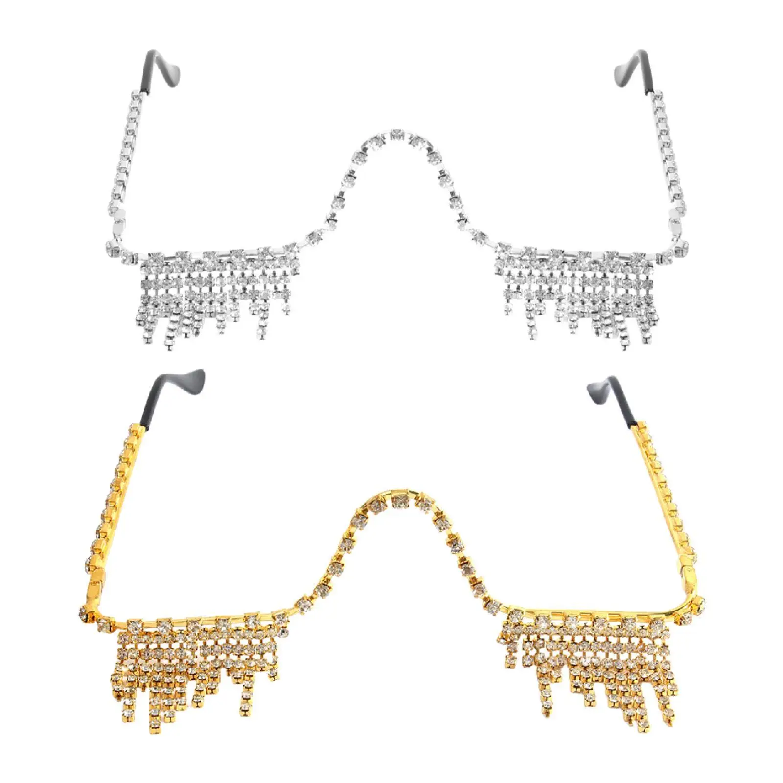 

Rhinestone Half Glasses Frame Decor No Lens Eyewear for Event Show Party