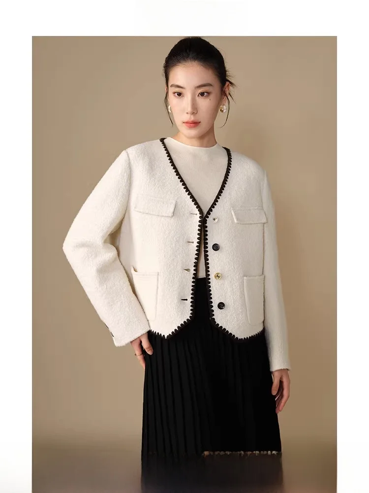 

Зимняя верхняя одежда больших размеров Ele Plus Size с вышивкой, в стиле Small Fraance, для женщин, удобная для поездок на работу