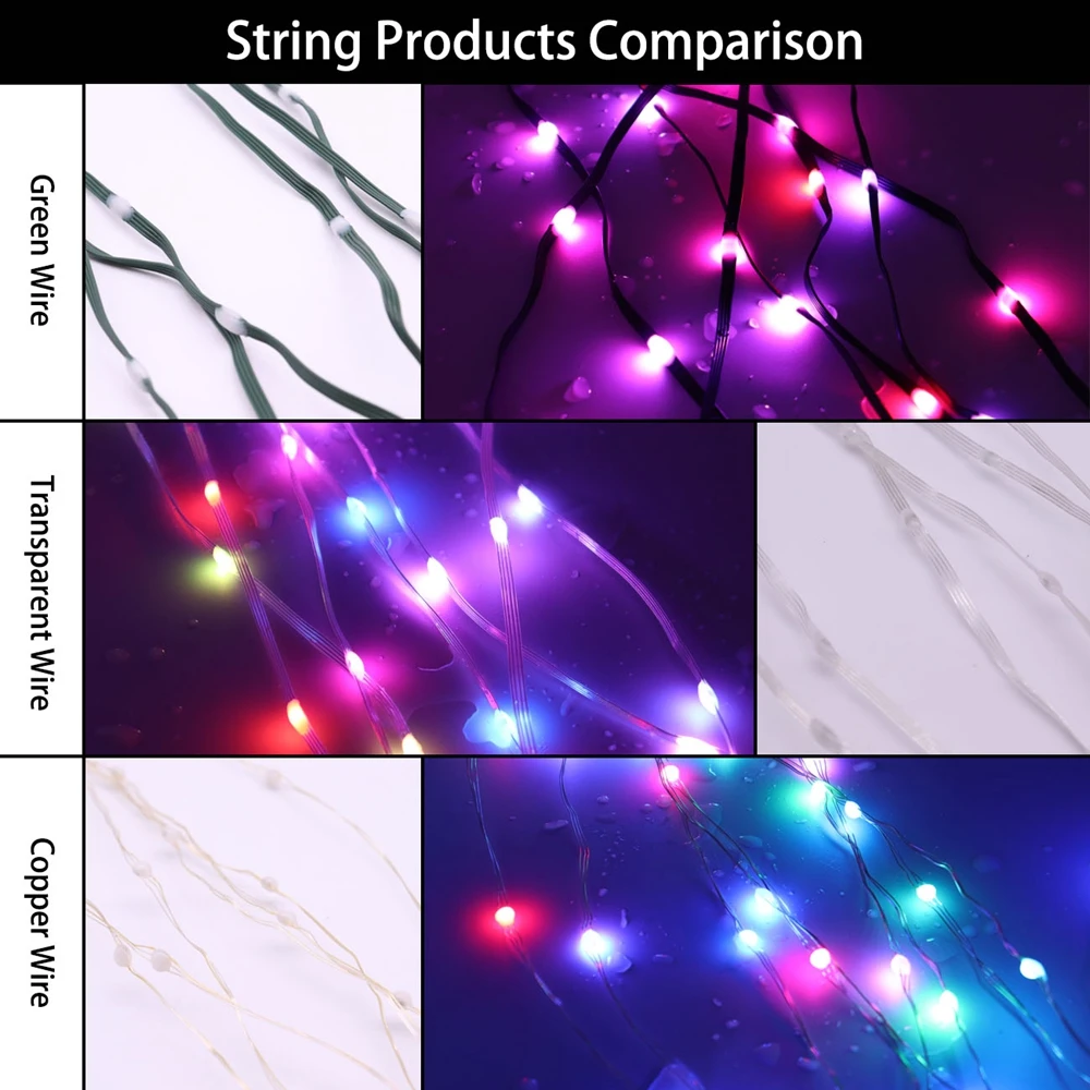 WS2812B led string Green/Transparent  Wire Christmas Lights Addressable Individually RGBIC LED Module USB Music Controller DC5V