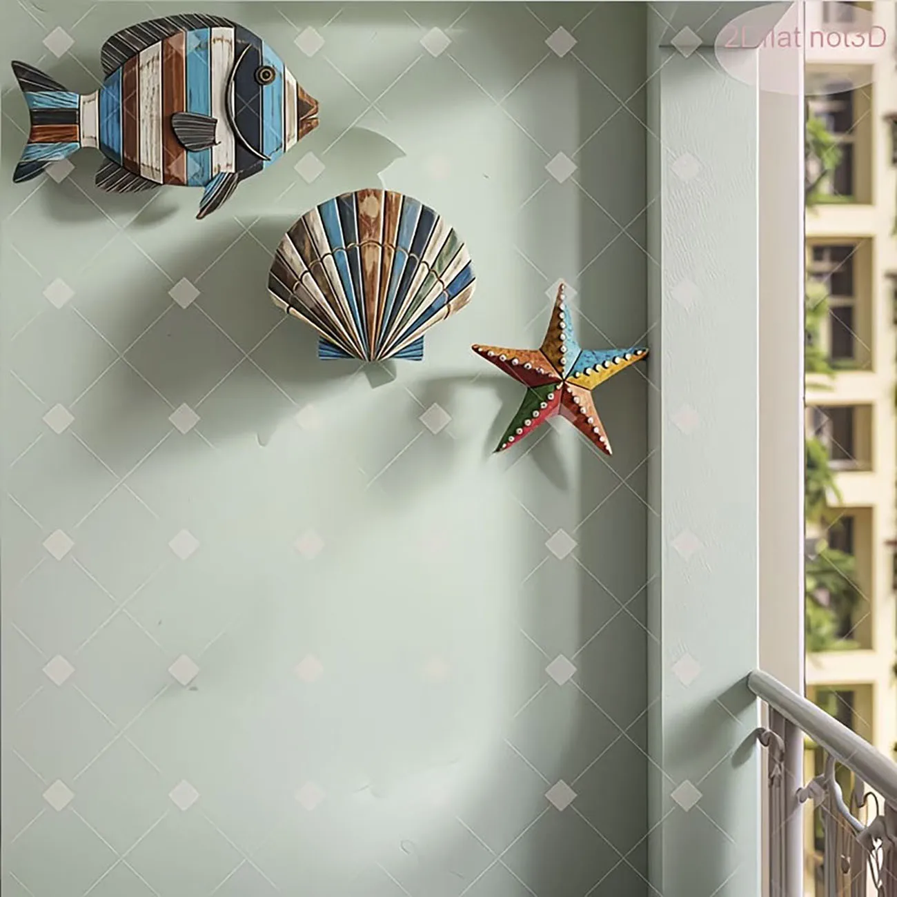 3Pcs Ocean Theme Wooden Wall Decor Shape Fish Seashell Starfish Wall Art Nautical Coastal Beach Home Indoor Wall Decoration