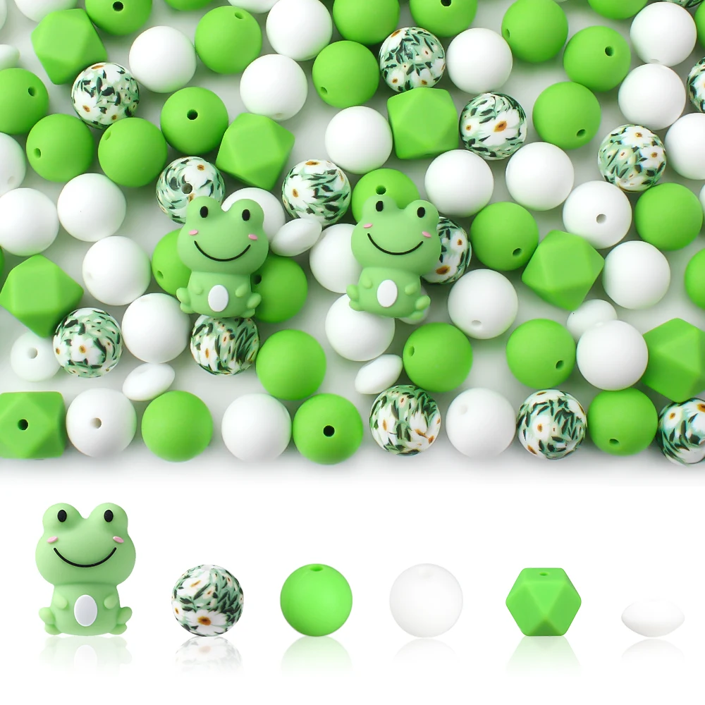 3D Animal Theme Focal Silicone Beads Set Elephants Penguin Frogs Beads for DIY Jewelry Making Beaded Pen Accessory Keychain