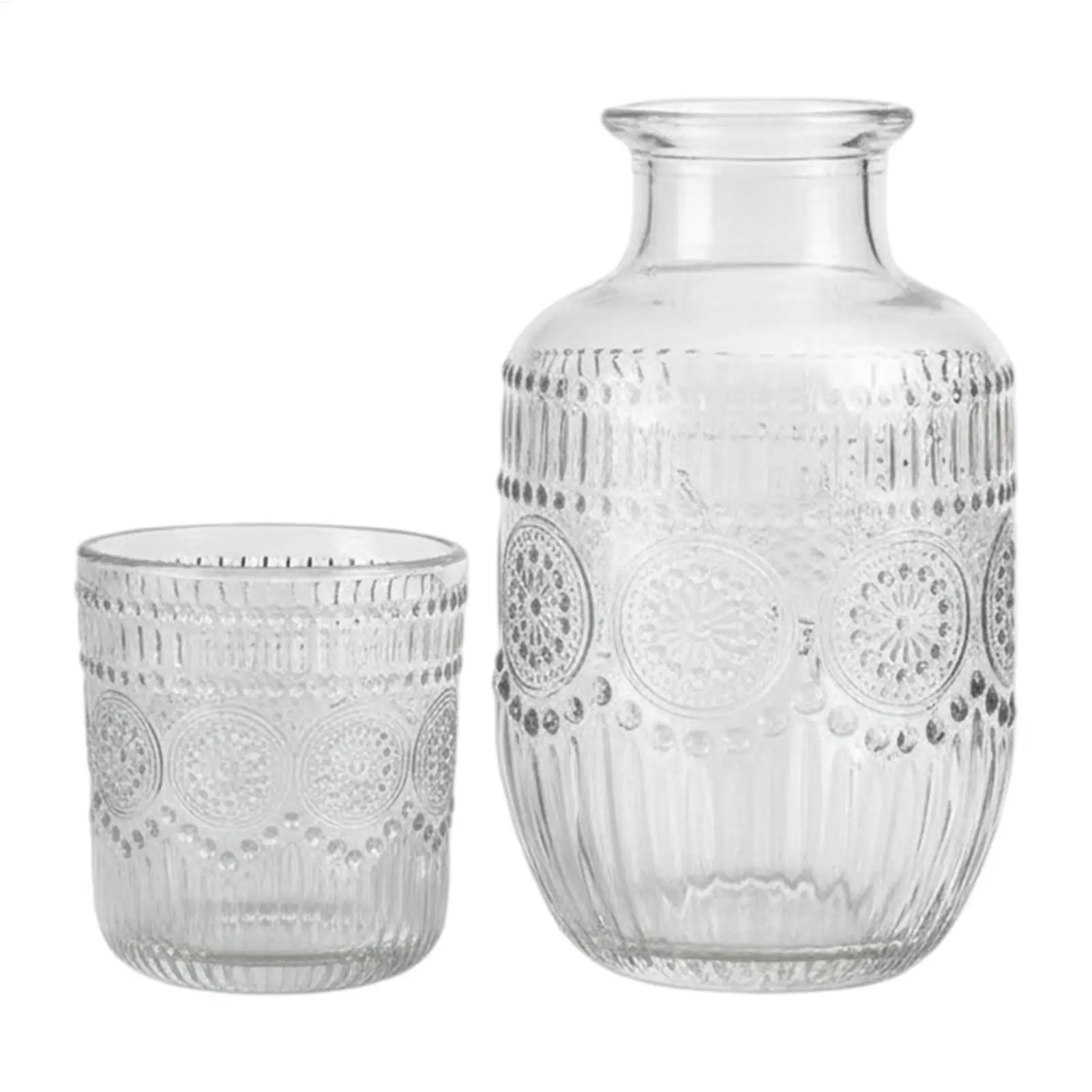 NEW Bedside Water Carafe and Glass Set Snowflake Design Elegant Jug Glass Carafe for Tea Coffee Milk Juice Drink Tea Coffee Milk