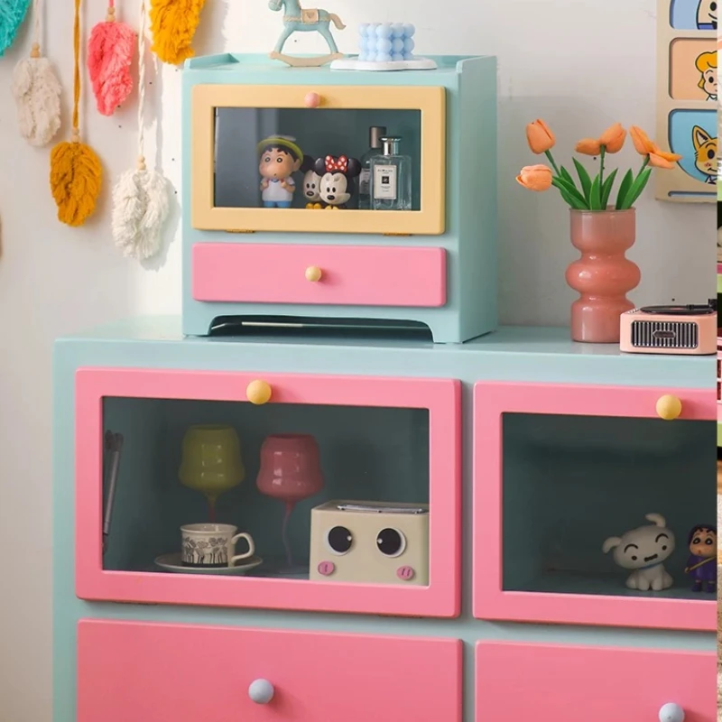 Dopamine Dust Locker Color Desktop Perfume Storage Cabinet Multifunctional Cosmetics Display Cabinet Countertop Storage