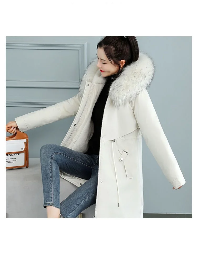 Thicken Parkas 8XL New Winter Jacket Casual Long Coat Wool Liner Hooded Parkas With Fur Collar Female Cotton Warm Snow Outwear