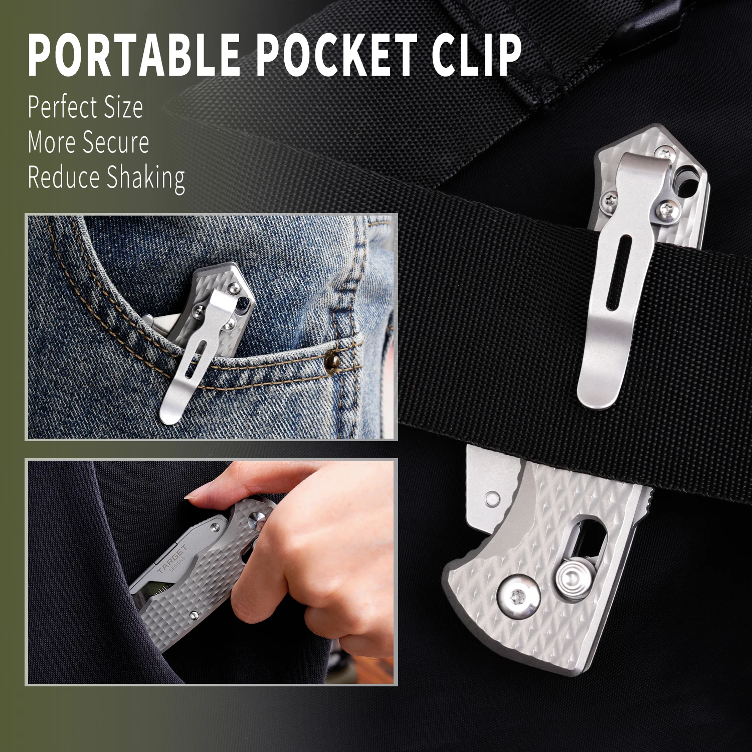 TGZUO Titanium Folding Utility Knife, EDC Pocket Knife with clipk, Lightweight Box Cutter W/10PCS Razor Blades (TARGET DESIGNS) view 6