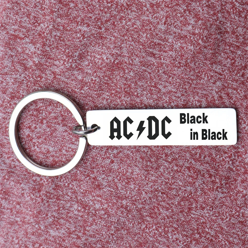 Stainless Steel AC DC Guitar Picks  Pendant Keychain for Men Women Rock Band Guitar  Men's Punk Jewelry