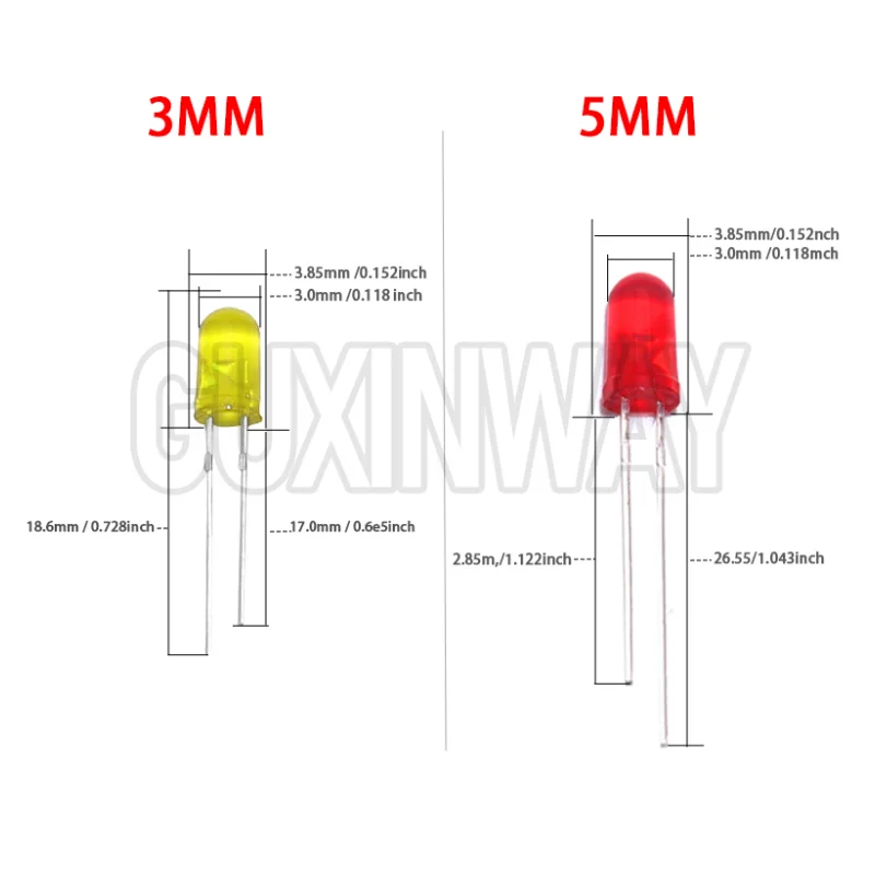 100pcs 3mm 5mm LED Light White Yellow Red Green Blue Assorted Kit DIY LEDs Set electronic diy kit