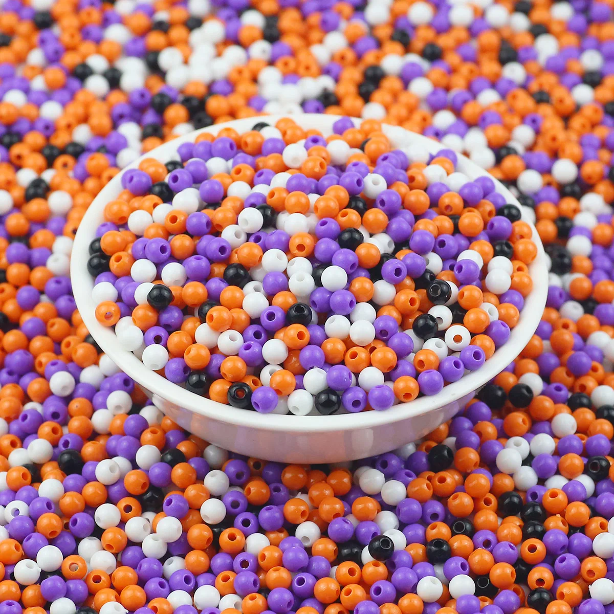 Halloween Bastelperlen 4mm Acryl Orange Lila Schwarz Spacer Perlen 1000 Stück für DIY Schmuckherstellung Armbänder Halskette Zubehör