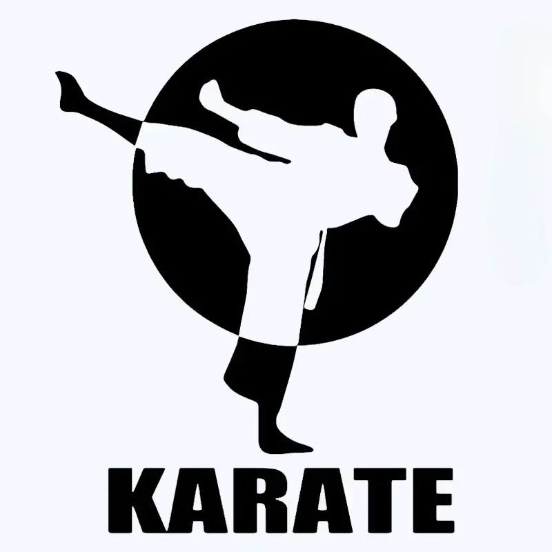 Car vinyl stickers, fun karate stickers, black and white, bumper, window, decoration, beauty 15x19cm