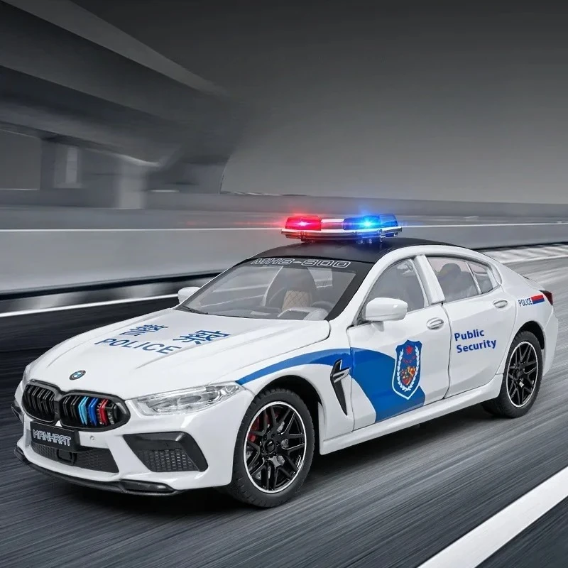 

Simulation 1:24 B M8 Police Alloy Car Diecast Metal Model Sound & Light Pull Back Toy Computer Desktop Ornaments Display Gift