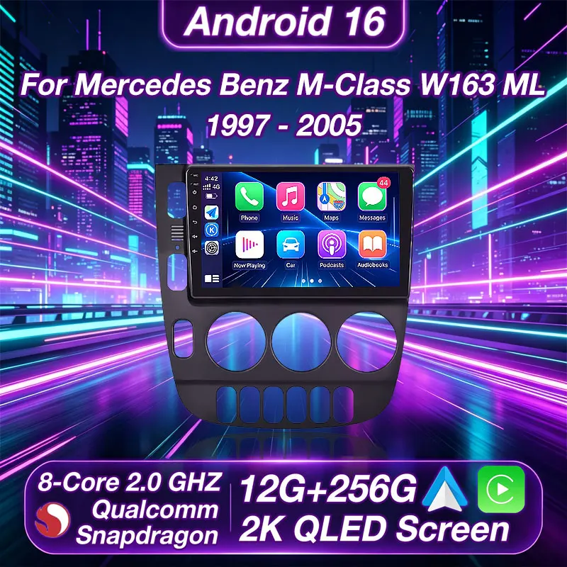 

Android 16 Car Radio For Mercedes Benz M-Class W163 ML 1997 - 2005 GPS Multimedia Player Navi Wireless Carplay DSP 360 Camera BT