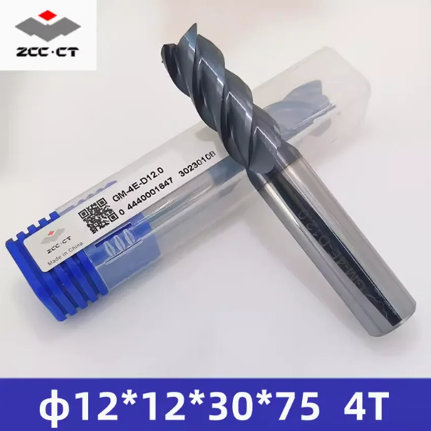 GM-4E-D12.0 ZCCCT CNC Four flute Flat head tungsten steel end mill GM-4E 45 ° 4 Flute Flat end mill Φ12.0*12.0*30*75 4T End Mill