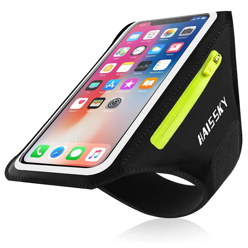 HAISSKY Tasca con cerniera Bracciale sportivo da corsa per iPhone 16 15 14 13 12 11 Pro Max 15 Plus Cintura a portata di mano Borse Brassard per