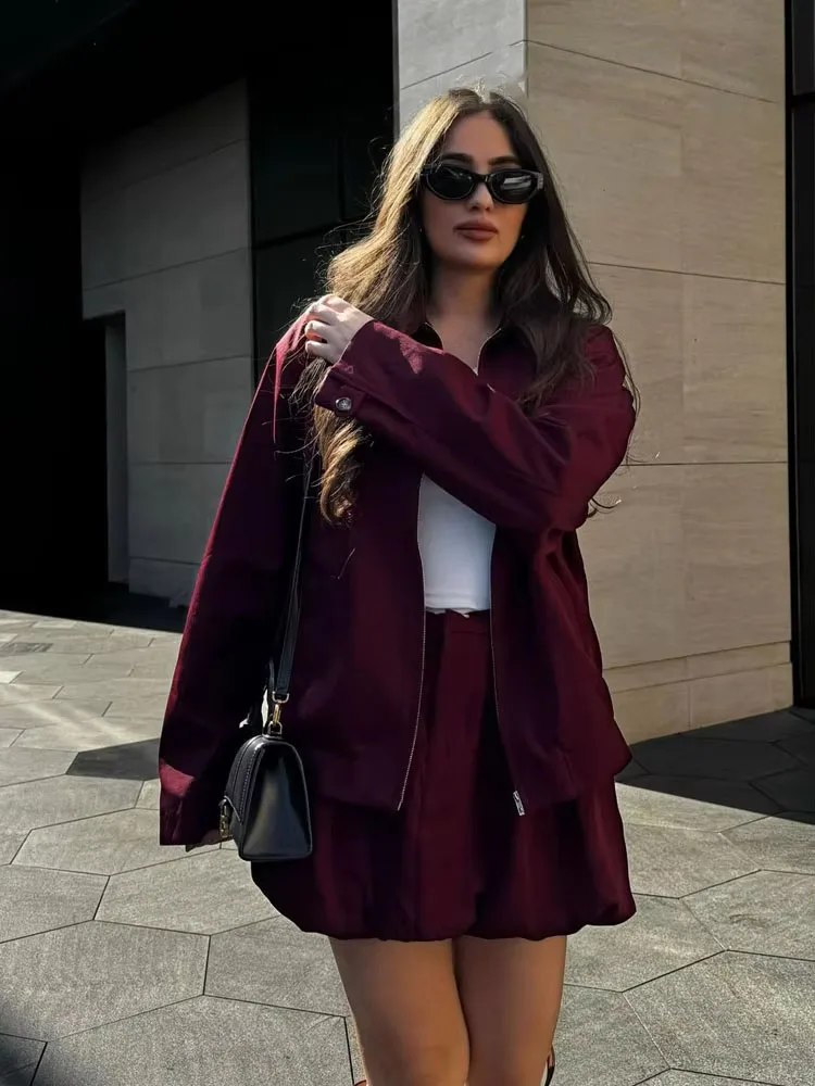 HH Women's 2025 Fashion Solid Lapel Front Zipper Pocket Coat Female Elegant Loose Slim Long Sleeve High Street Casual Jacket