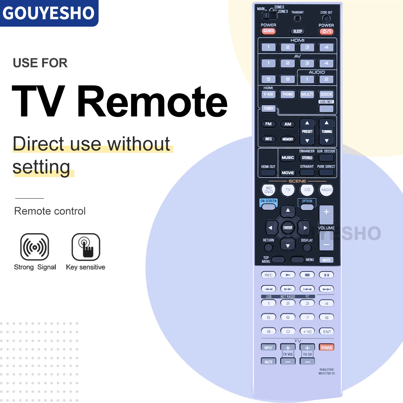 

New Genuine RAV298 WS31730 EX For Yamaha TV AV Receiver Remote RX-V2065 RAV297