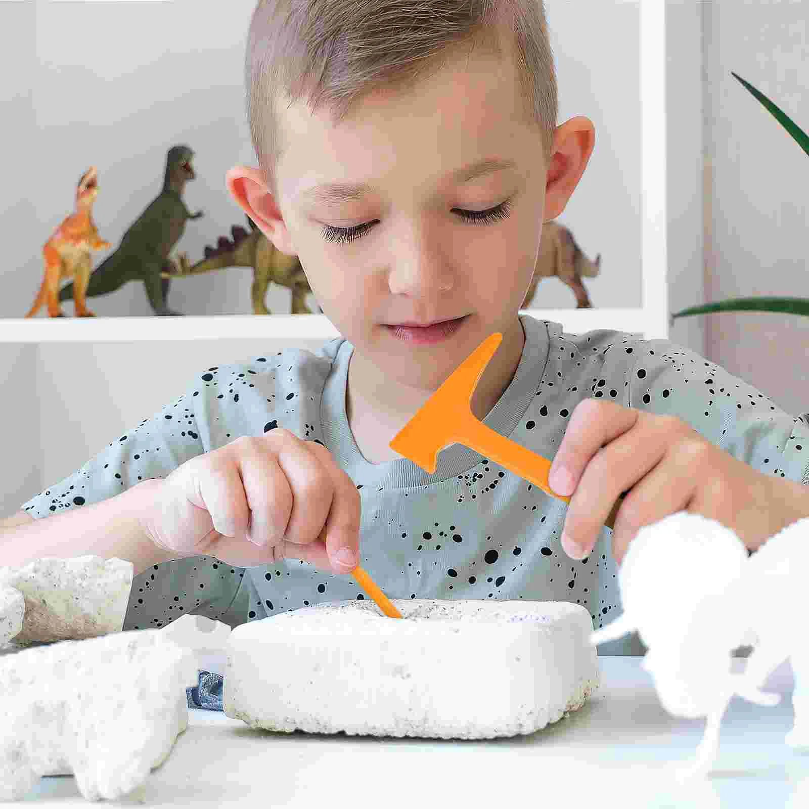 3 Sets Childrens Excavation Tool Kit Kids Digging Toys Plastic Hammer Chisel Brush Gemstones Dig Kit Archaeological Tools Set