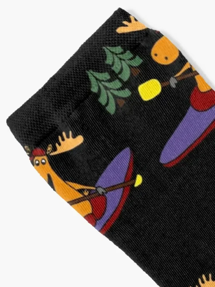 Cool Funny Kayaking Moose Socks winter sports stockings anti-slip Men Socks Luxury Brand Women's