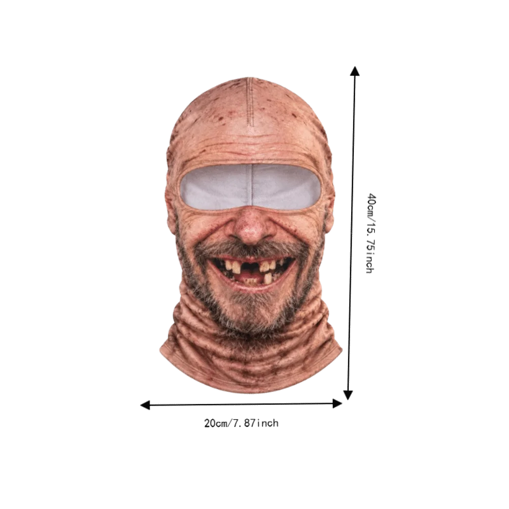 Funny Prank Mask Unisex Size Funny 3D Print Motorcycle Riding Mask Breathable Windproof Neck Hood Helmet Liner Halloween Party