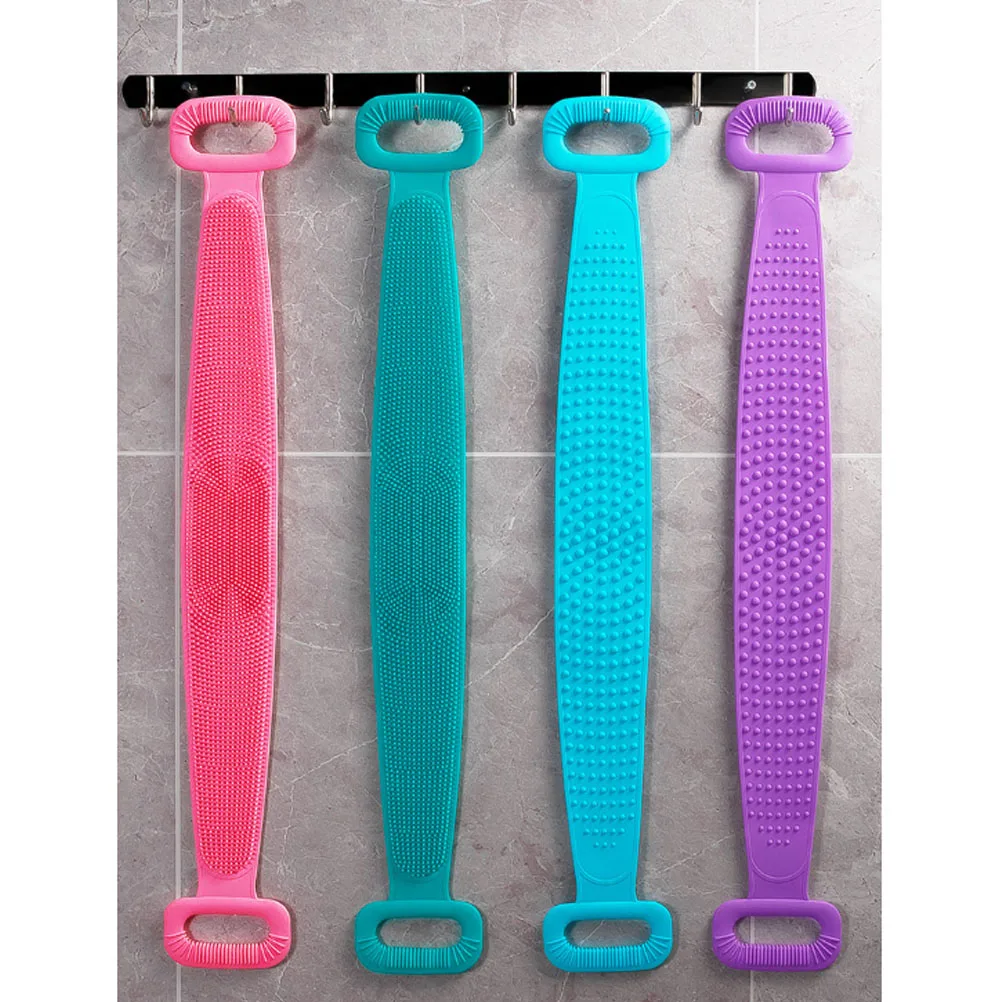 

Silicone Bath Towel Brush Blue Exfoliating Strap Deep Cleaning Back Neck Shoulders Body Areas Bathing Supplies