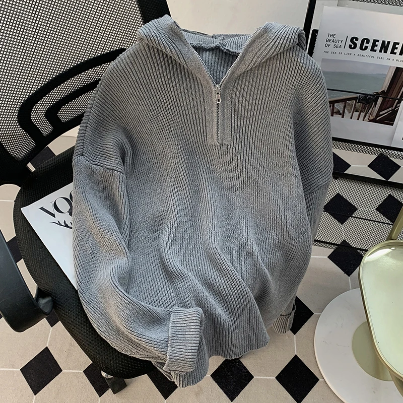 

Men's Hoodie Sweater Loose Casual Sle Autumn Winter Faionable Lazy Vintage Knitted Outerwear Couple's Cable Knitwear