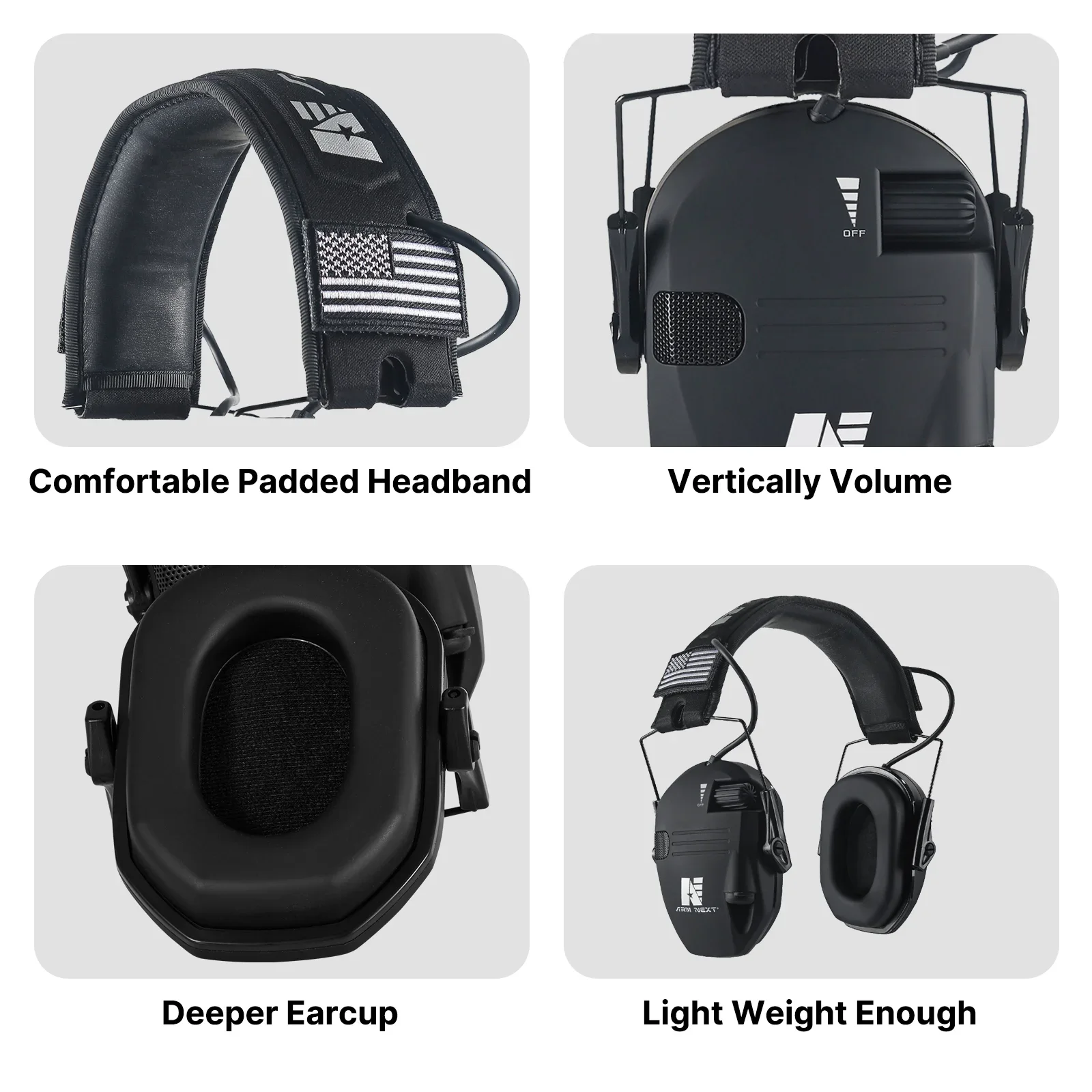 ARM NEXT Electronic Headphones for Shooting Anti-noise Hearing Protection Protector Hunting Noise Reduction Earmuffs NRR23db