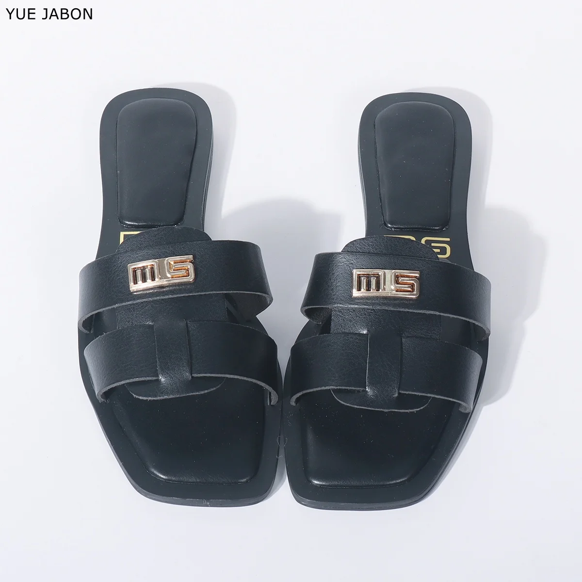 

Женские шлепанцы с плоской подошвой, лето 2026, новые модные женские сандалии с квадратным носком, белые, черные, модные сандалии-шлепанцы