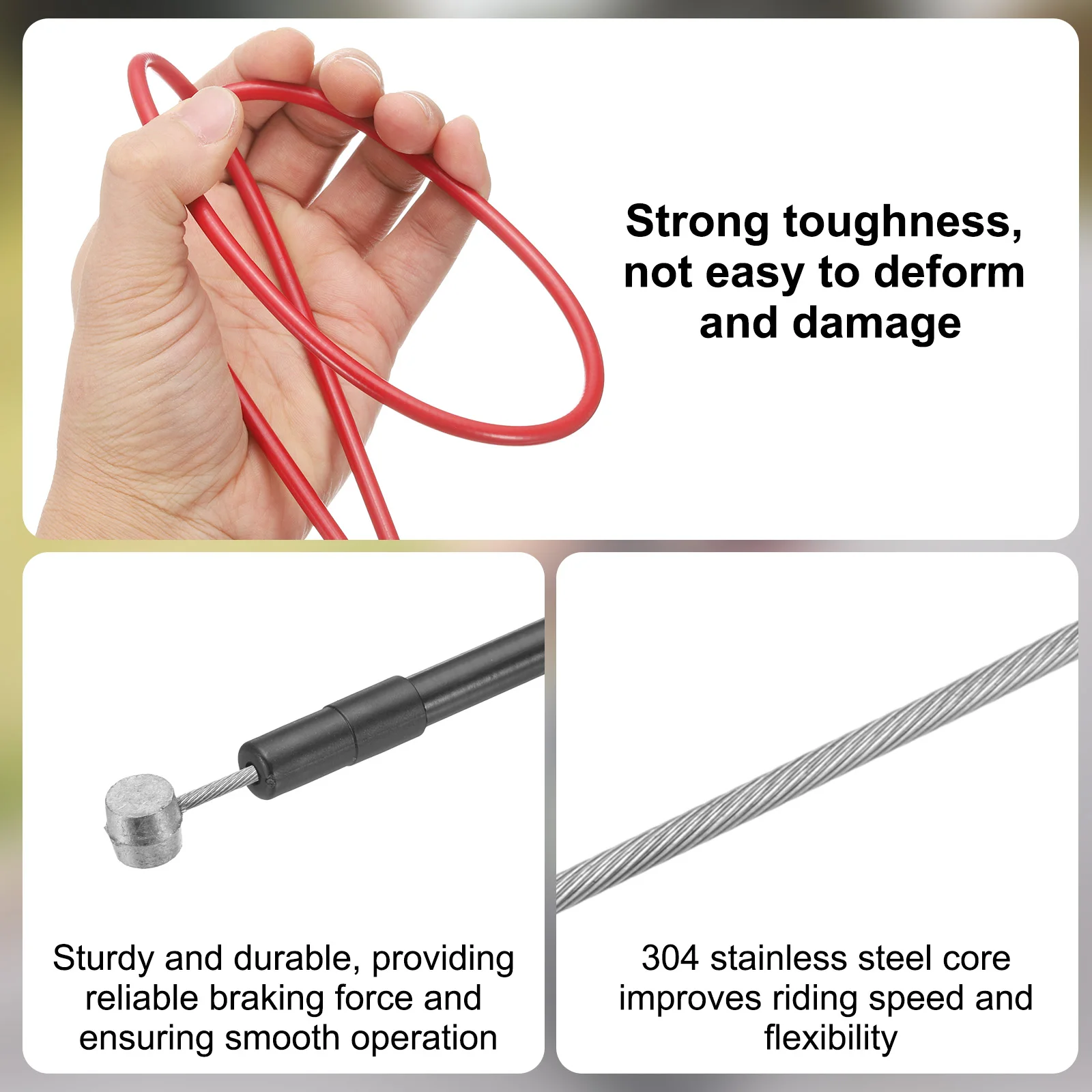 Uxcell 2m/2.5m Bike Brake & Shift Cable Kit 4mm/5mm Mountain Road Bike Derailleur Cable Set with Housing, Comprehensive Repair