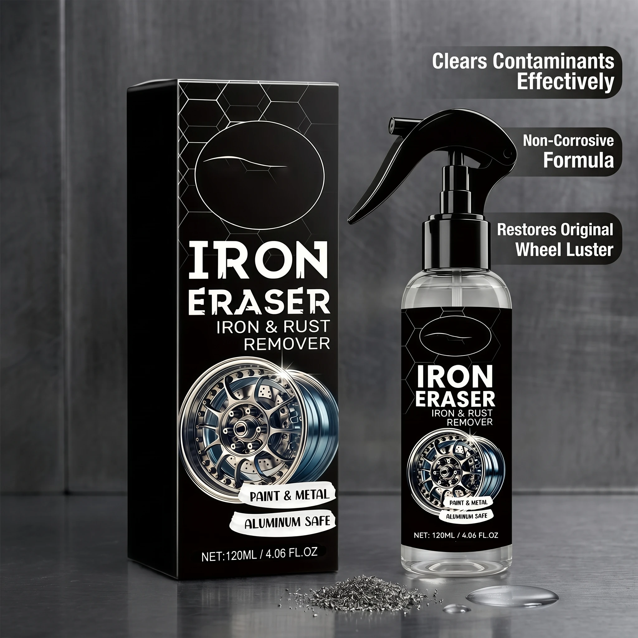 Iron & Rust Remover for Car Dissolve Dit Remove Stubborn Rust Multi-surface Iron & Rust Remover Spray for Paint, Metal